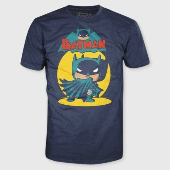Boys' DC Comics Batman T-Shirt with Mini Funko POP Small - Picture 1 of 3